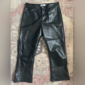 Agolde Black Leather Straight Leg Pants